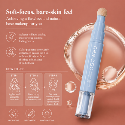 2-in-1 Hydrating Full-Coverage Concealer Pen & Stick with Blending Sponge