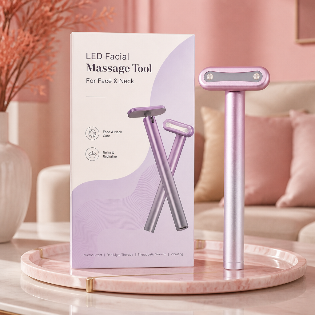 4-in-1 Rotating Red Light Therapy & EMS Facial and Eye Care Wand with Warming Function
