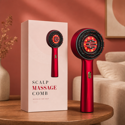 Infrared Red Light Shiatsu Scalp Massager with Oil Applicator for Hair Growth Support