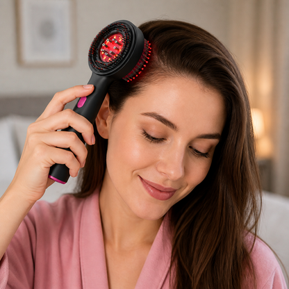 Infrared Red Light Shiatsu Scalp Massager with Oil Applicator for Hair Growth Support