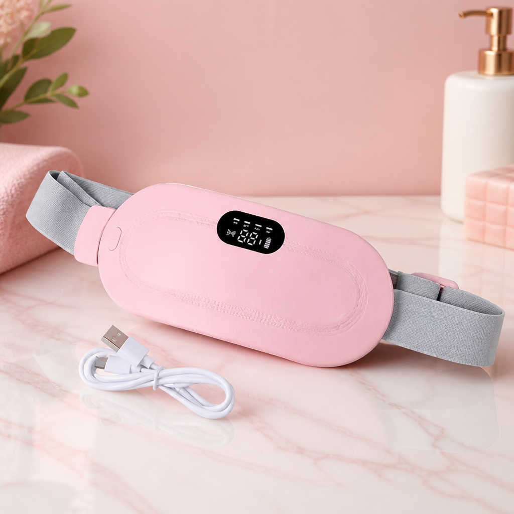 Period Pain Relief Heating Pad & Abdominal Massager with Heat & Vibration for Period Cramps