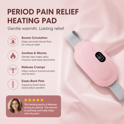Period Pain Relief Heating Pad & Abdominal Massager with Heat & Vibration for Period Cramps