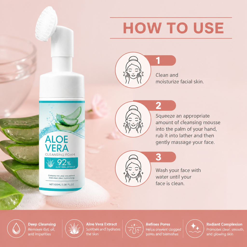 Aloe Vera Cleansing Foam – Gentle Daily Face Wash for Fresh, Hydrated Skin