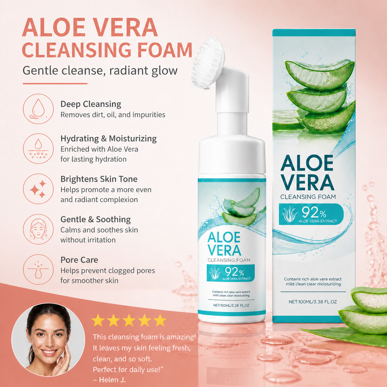Aloe Vera Cleansing Foam – Gentle Daily Face Wash for Fresh, Hydrated Skin