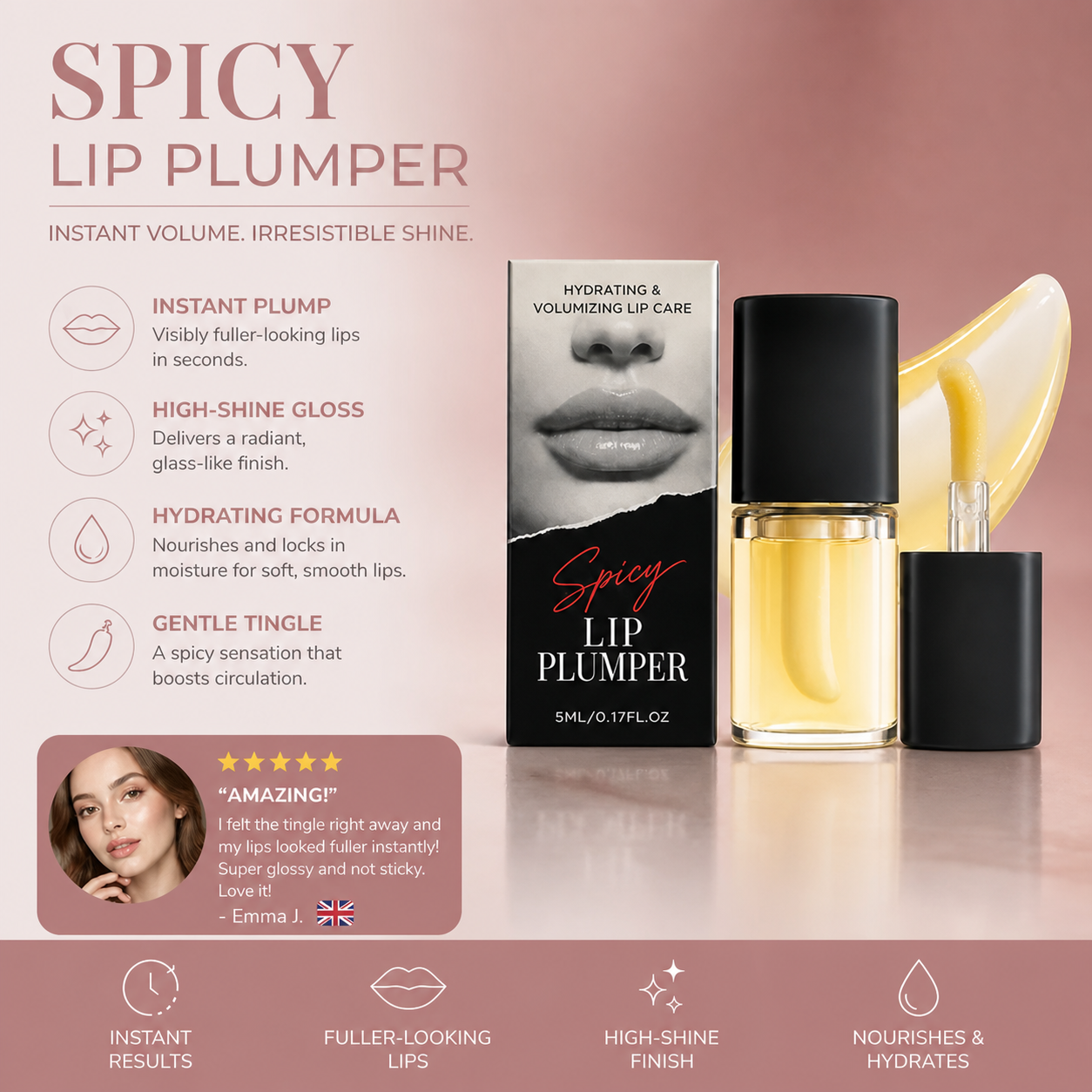 Korean Spicy Lip Plumper Gloss – Fuller-Looking Lips with a High-Shine Finish