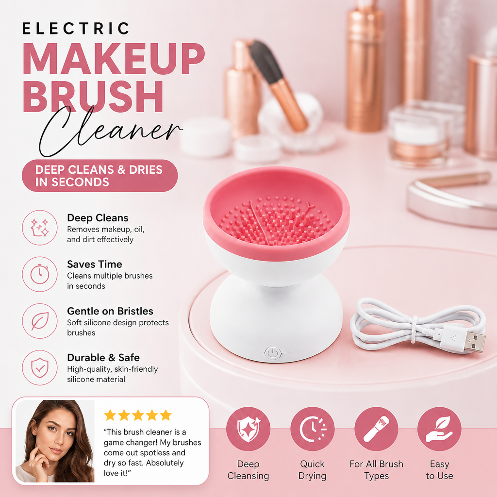 Electric Makeup Brush Cleaner – Deep Cleans & Dries in Seconds