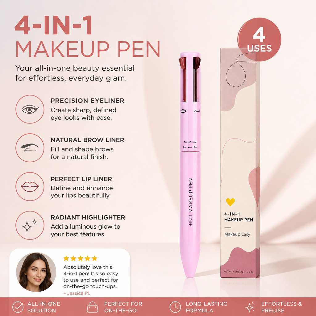 4-in-1 Makeup Pen – Eyeliner, Highlighter, Lip Liner & Brow Liner