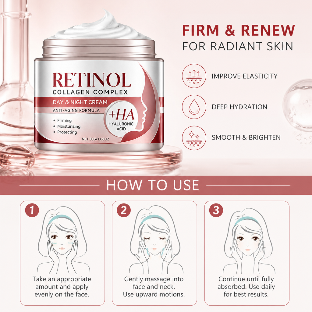 Retinol Firming Face Cream with Hyaluronic Acid for Smooth Radiant Skin