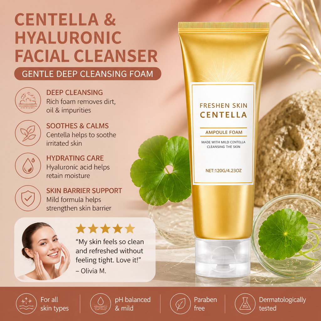 Centella & Hyaluronic Facial Cleanser – Gentle Deep Cleansing Foam