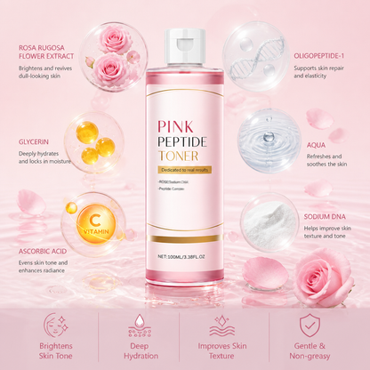 Pink Peptide Brightening Toner for Smooth, Hydrated & Radiant Skin