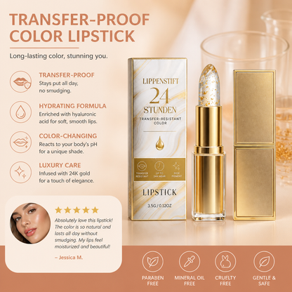 Transfer-Proof Color-Changing Lip Balm with Hyaluronic Acid & Gold