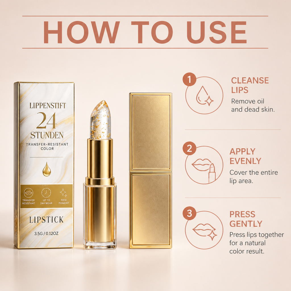 Transfer-Proof Color-Changing Lip Balm with Hyaluronic Acid & Gold