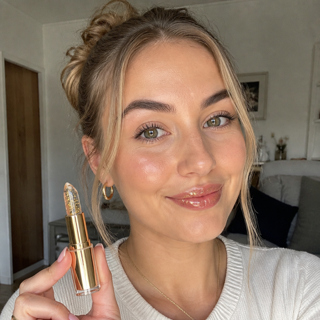 Transfer-Proof Color-Changing Lip Balm with Hyaluronic Acid & Gold