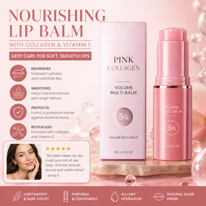 Nourishing Lip Balm with Collagen & Vitamin E for Soft, Smooth Lips