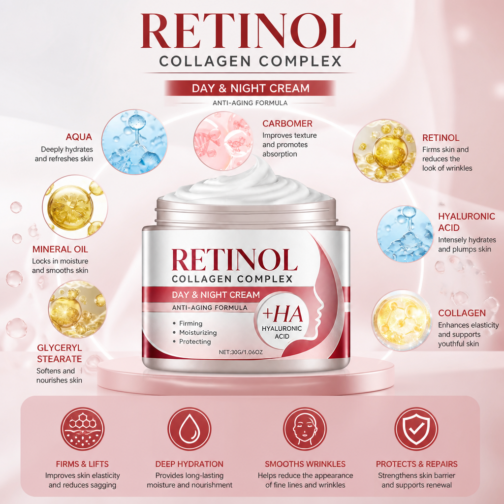 Retinol Firming Face Cream with Hyaluronic Acid for Smooth Radiant Skin