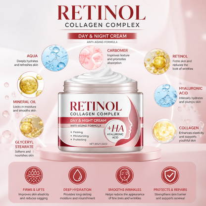 Retinol Firming Face Cream with Hyaluronic Acid for Smooth Radiant Skin