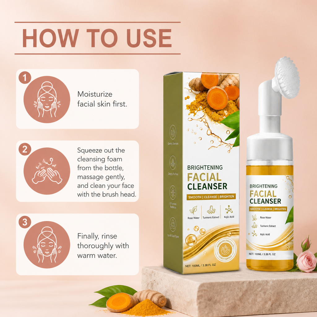 Turmeric & Kojic Acid Facial Cleanser – Deep Cleansing Brightening Foam