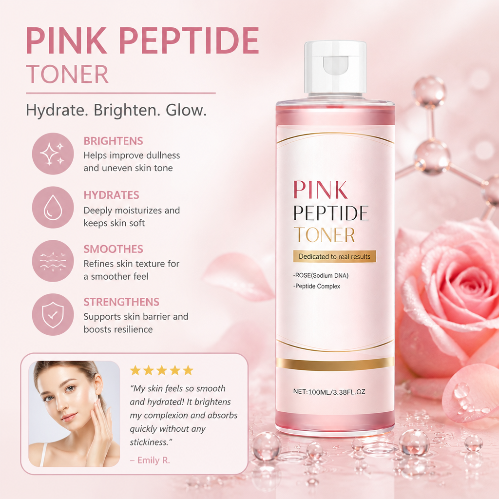 Pink Peptide Brightening Toner for Smooth, Hydrated & Radiant Skin