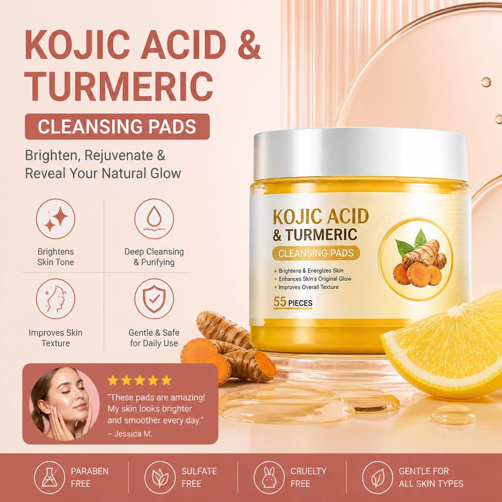 Kojic Acid & Turmeric Cleansing Pads for Brighter, Smoother Skin
