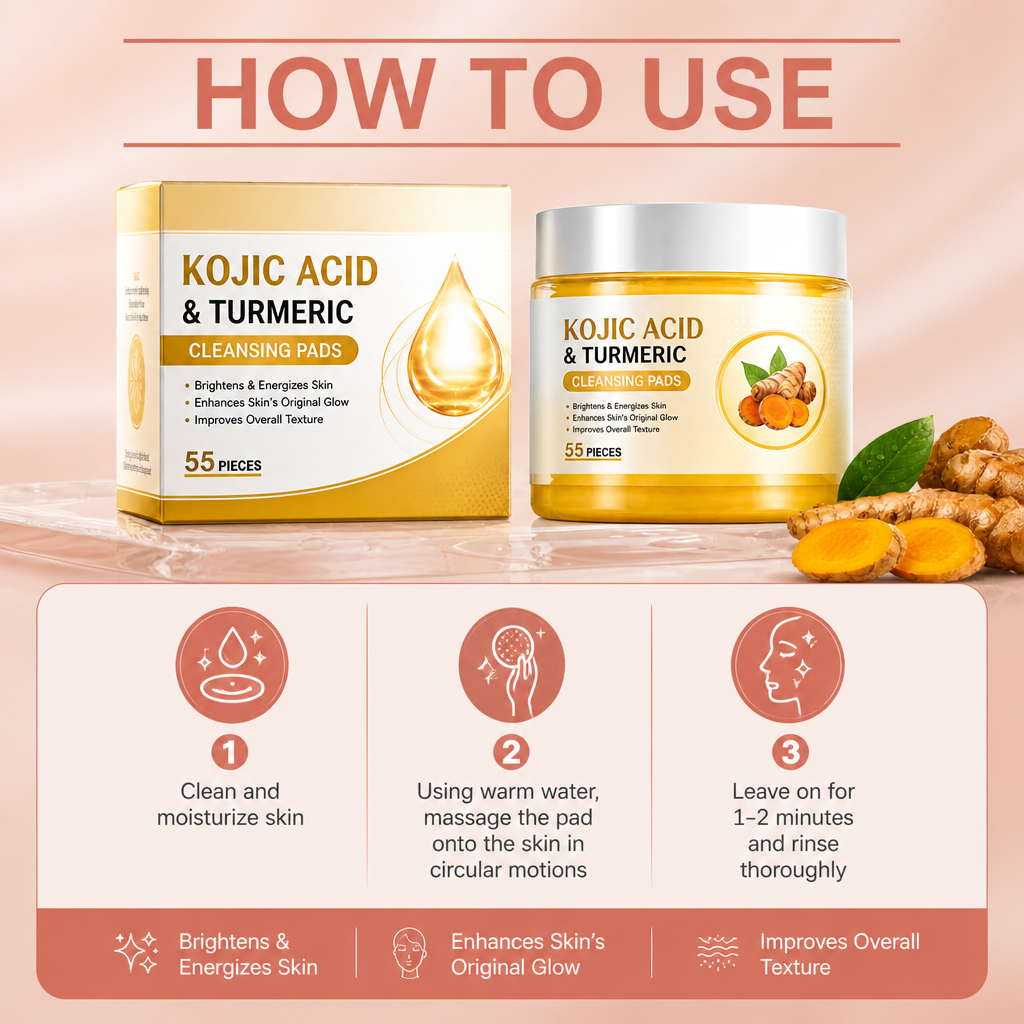 Kojic Acid & Turmeric Cleansing Pads for Brighter, Smoother Skin