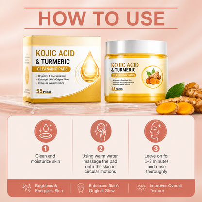 Kojic Acid & Turmeric Cleansing Pads for Brighter, Smoother Skin