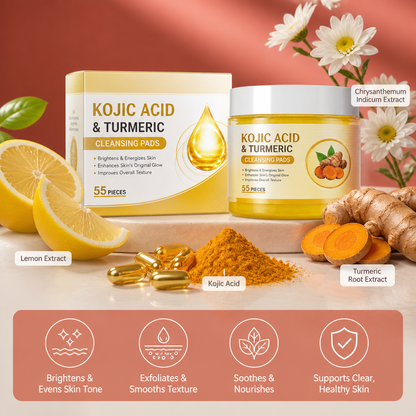 Kojic Acid & Turmeric Cleansing Pads for Brighter, Smoother Skin