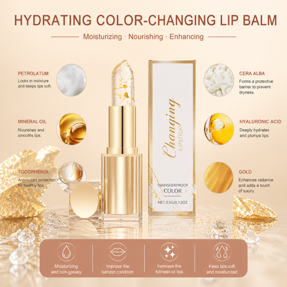 Hydrating Color-Changing Lip Balm with Hyaluronic Acid & Gold