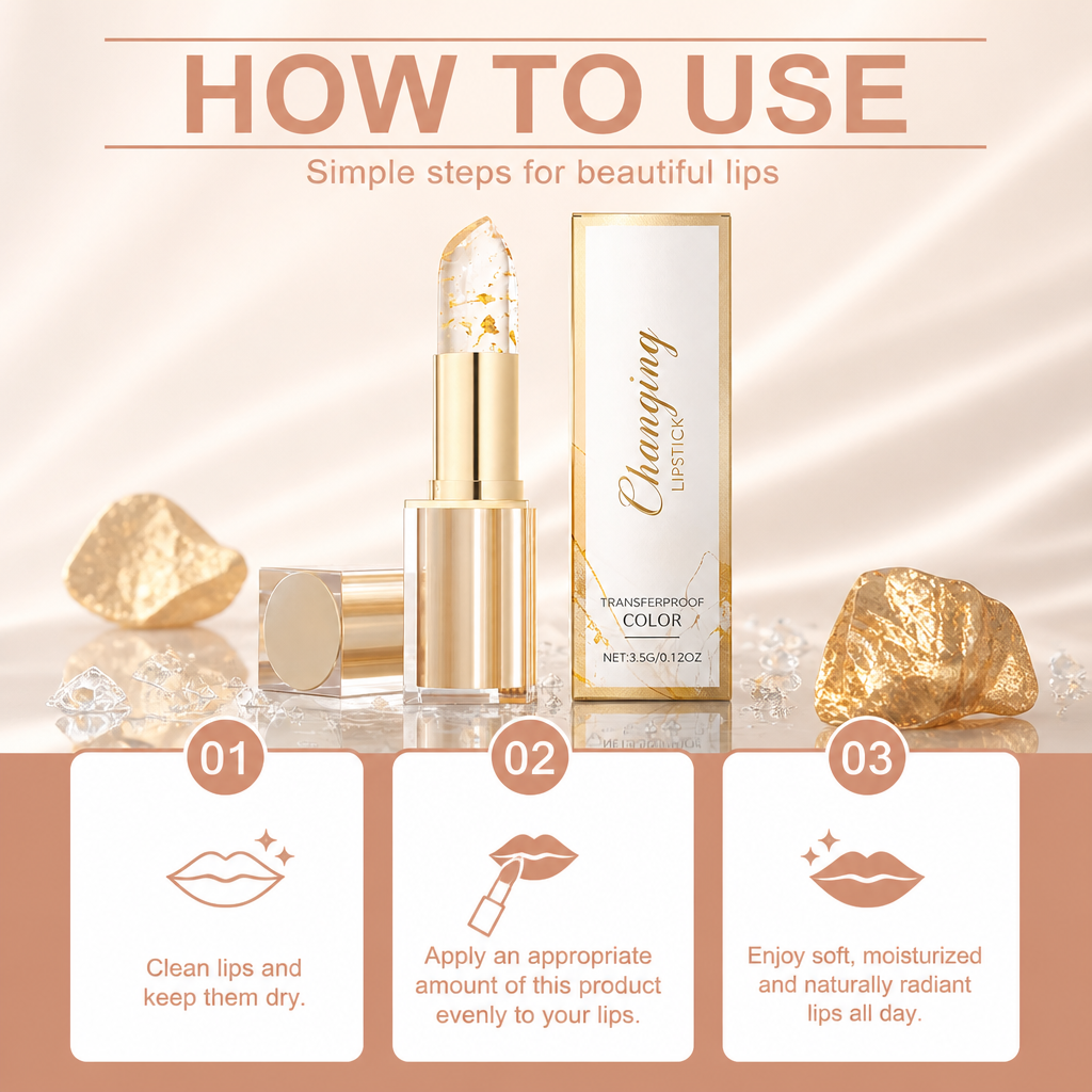 Hydrating Color-Changing Lip Balm with Hyaluronic Acid & Gold