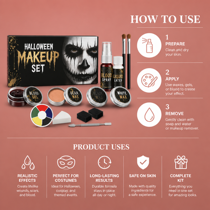 Special Effects Halloween Makeup Kit – Realistic FX for Costumes & Cosplay