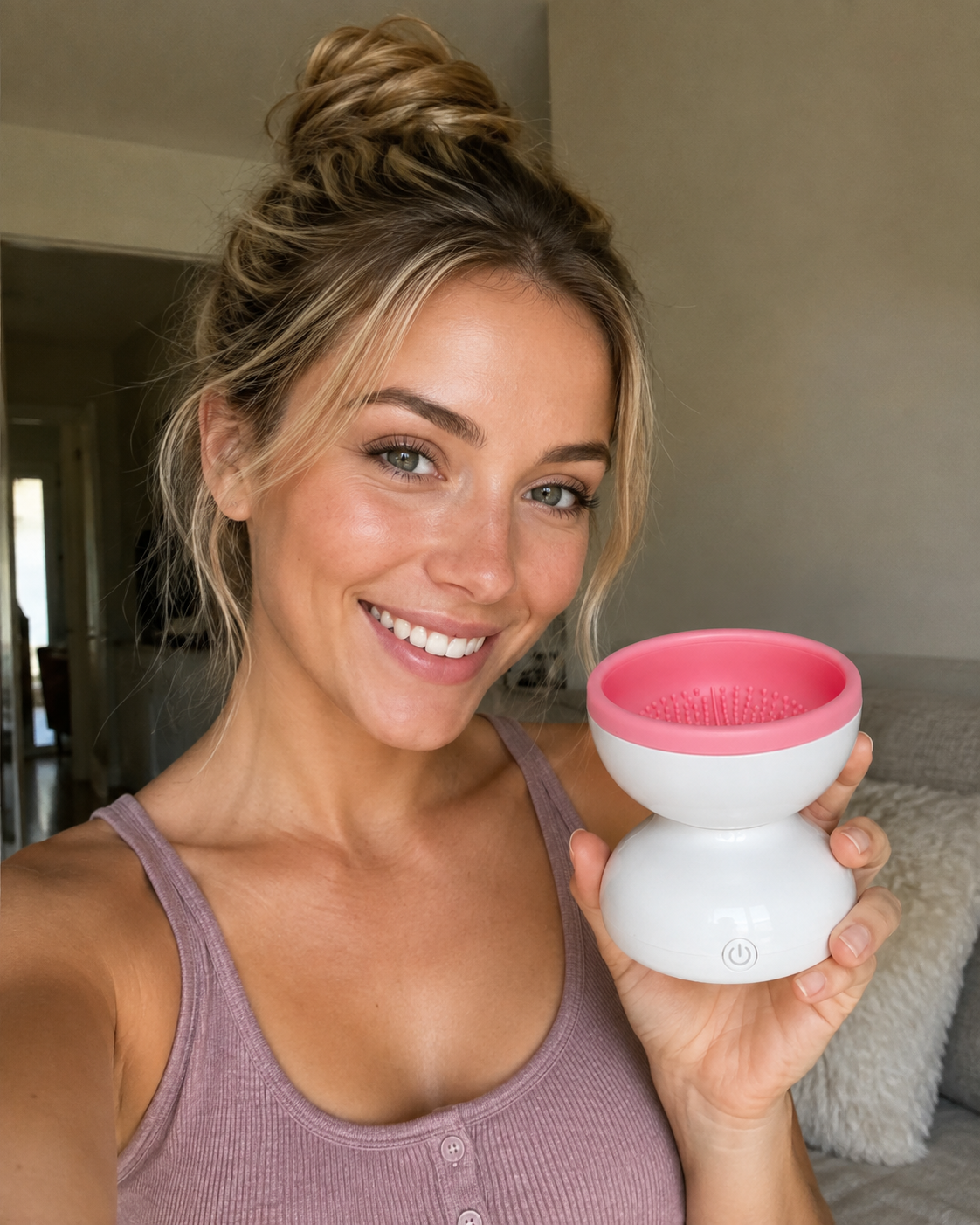 Raised silicone dots on the Electric Makeup Brush Cleaner