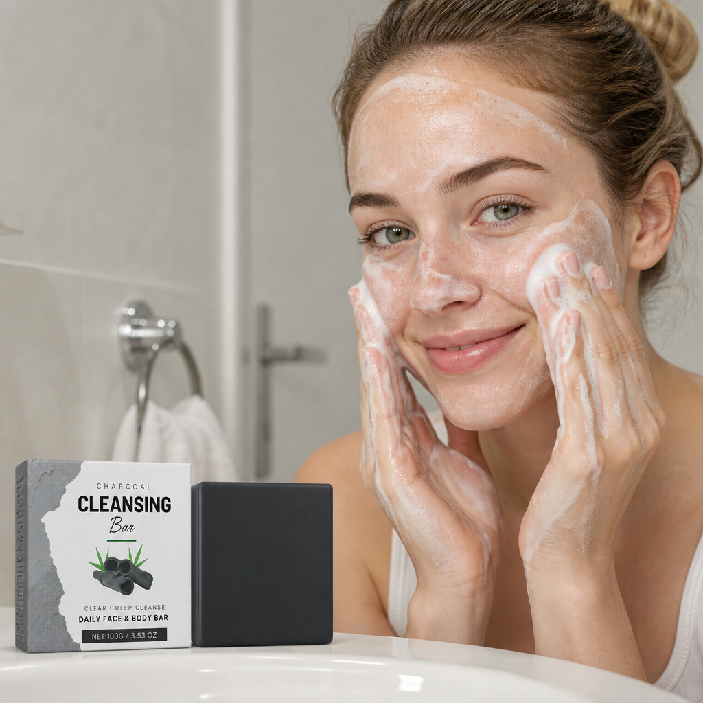 Charcoal Cleansing Soap Bar for Fresh, Balanced-Looking Skin