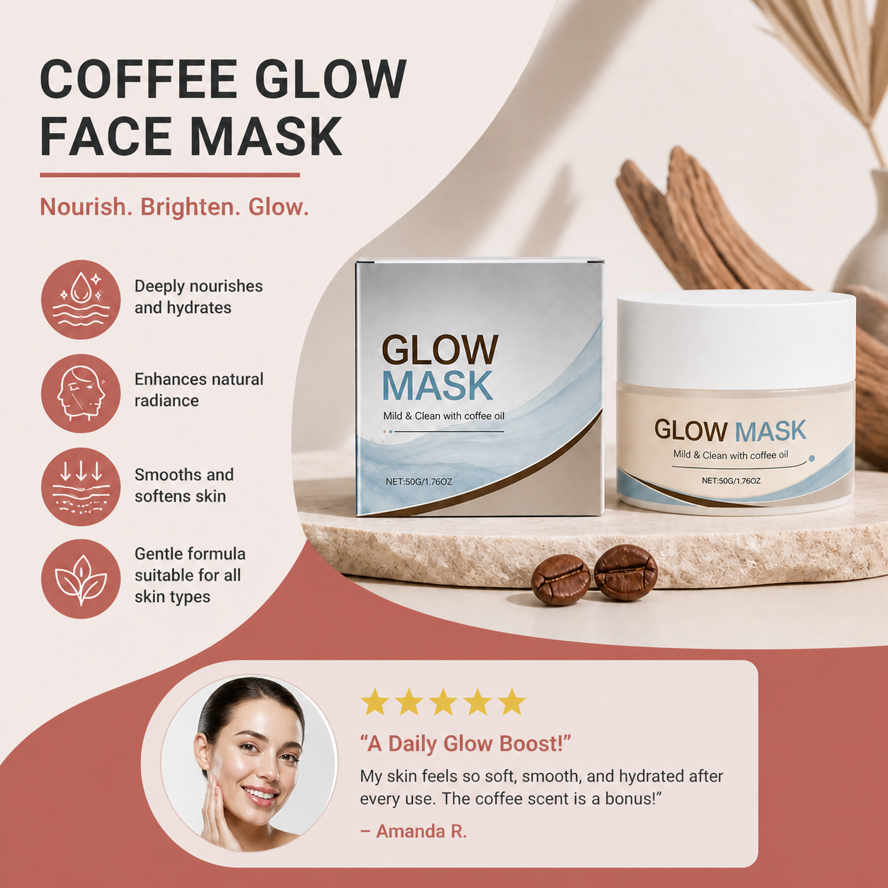 Coffee Glow Face Mask – Nourishing Formula for Soft, Radiant Skin