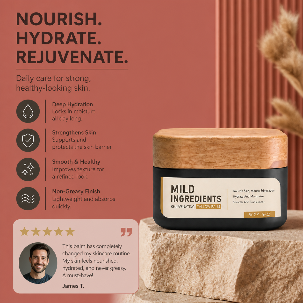 Men’s Hydrating Tallow Face Balm – Nourishing Daily Skin Care