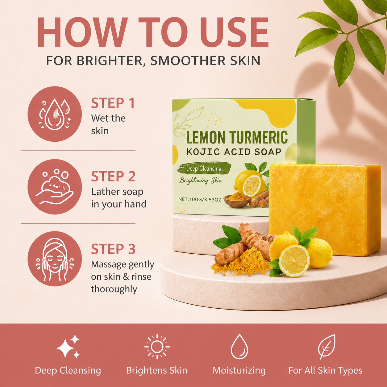 Lemon Turmeric Kojic Cleansing Bar for Brighter, Smoother Skin