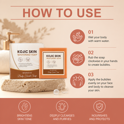 Kojic Brightening Soap Bar for Smooth, Radiant Face & Body