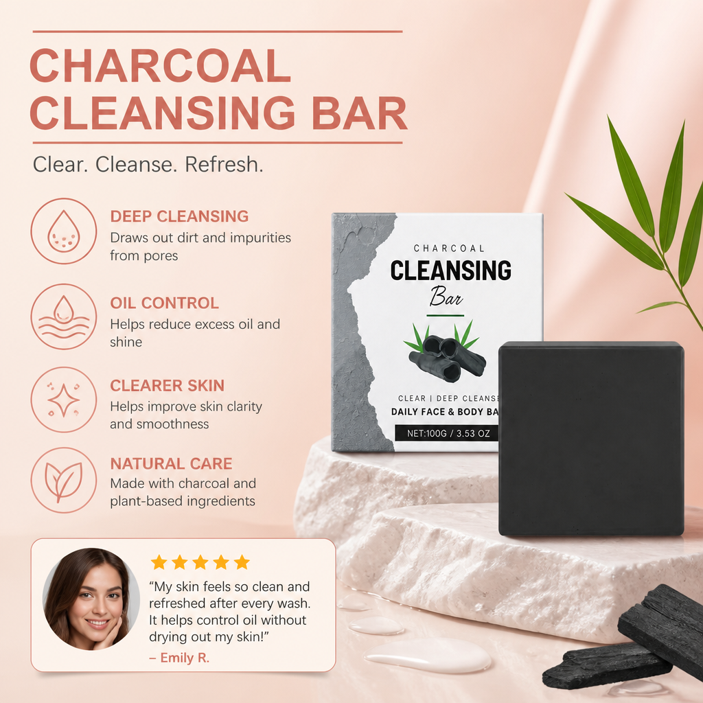 Charcoal Cleansing Soap Bar for Fresh, Balanced-Looking Skin