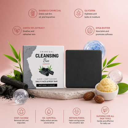 Charcoal Cleansing Soap Bar for Fresh, Balanced-Looking Skin