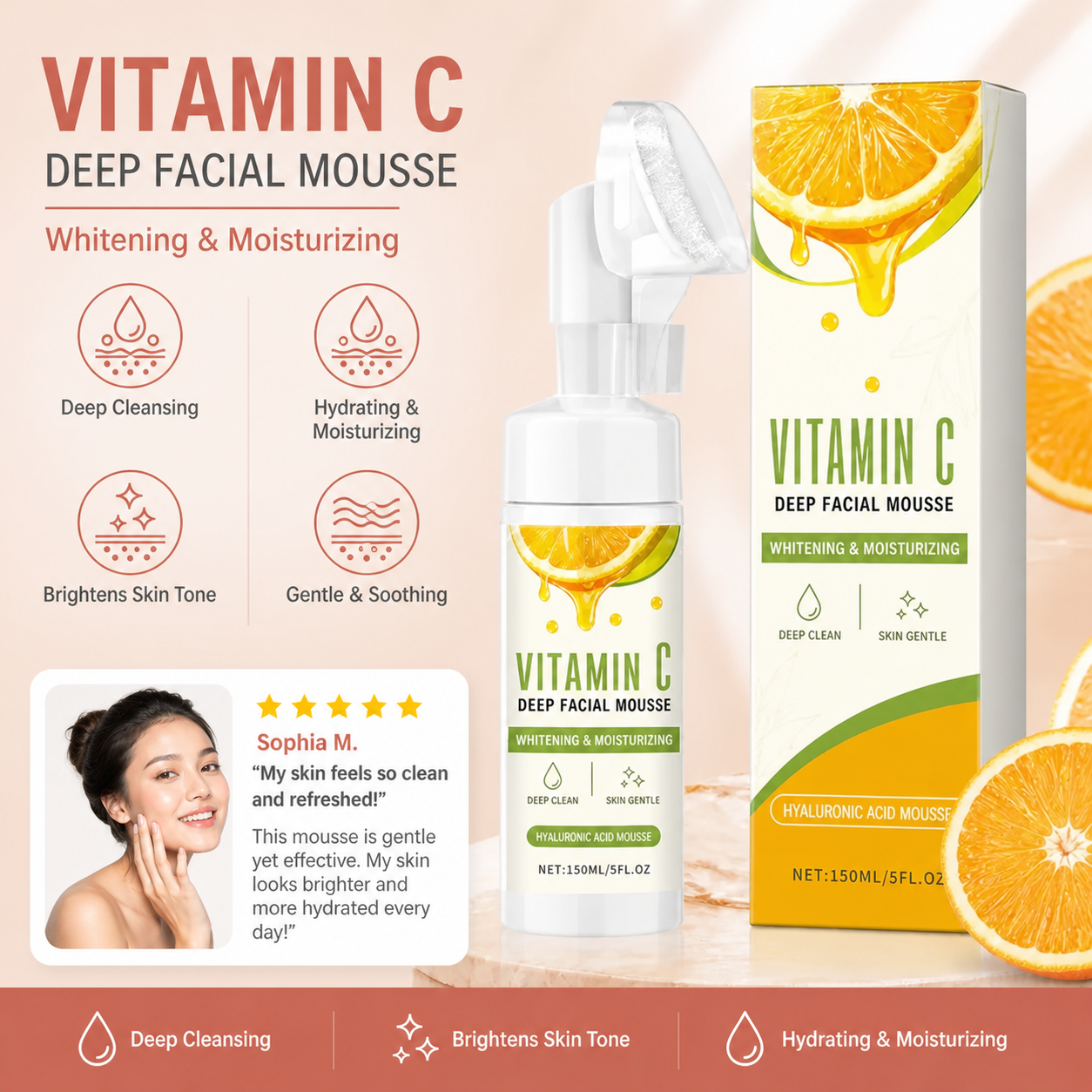 Vitamin C Foaming Facial Cleanser for Bright, Hydrated Skin