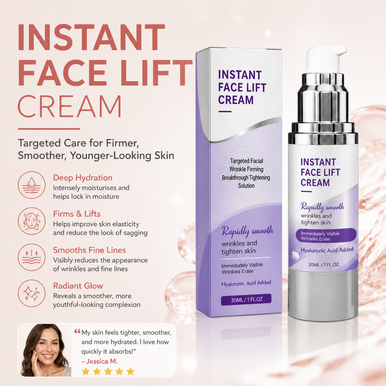 Hyaluronic Acid Face Cream – Hydrating Formula for Firmer-Looking Skin