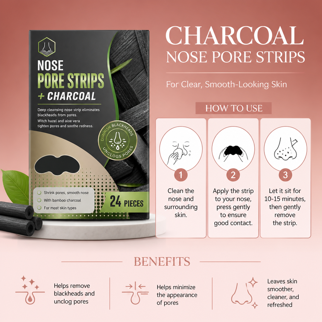 Charcoal Nose Pore Strips for Clear, Smooth-Looking Skin