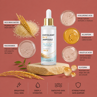Rice Bran & Niacinamide Exfoliating Ampoule – Brightens and Hydrates Skin