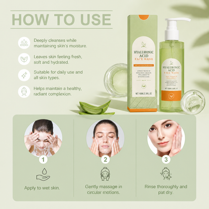 Hydrating Hyaluronic Acid Face Wash – Gentle Daily Cleanser for Soft Skin