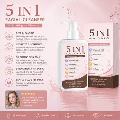 5-in-1 Hydrating Facial Cleanser – Cleanses, Brightens & Refreshes Skin