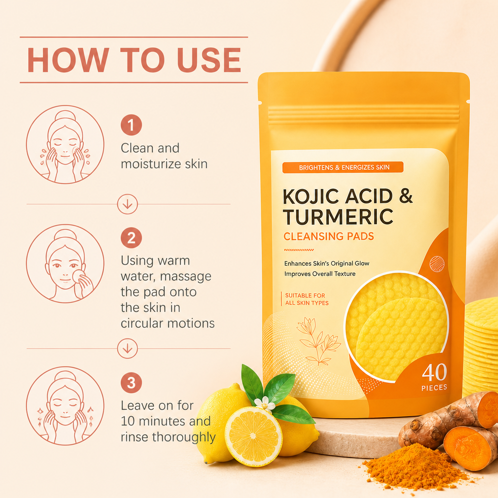 Turmeric & Kojic Cleansing Pads – Gently Exfoliate & Brighten Skin