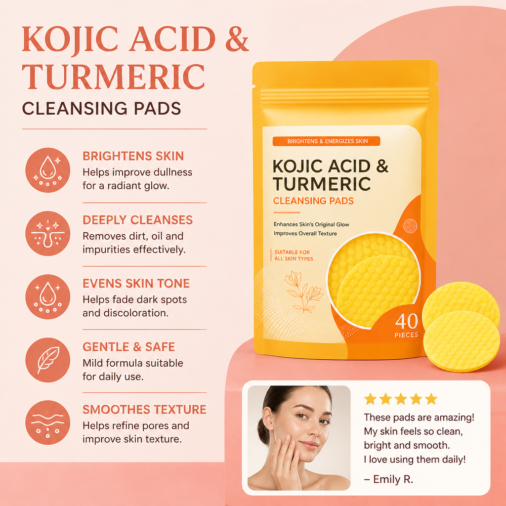 Turmeric & Kojic Cleansing Pads – Gently Exfoliate & Brighten Skin