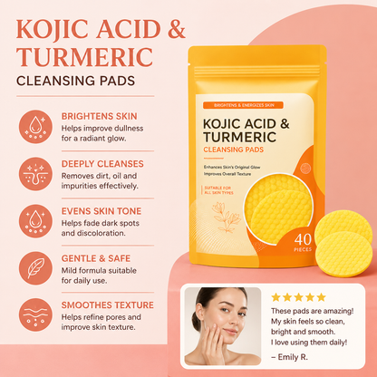 Turmeric & Kojic Cleansing Pads – Gently Exfoliate & Brighten Skin