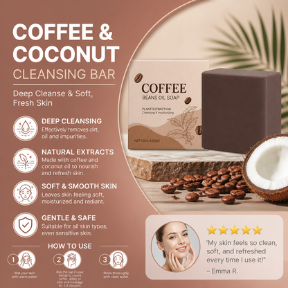 Coffee & Coconut Cleansing Bar – Deep Cleanse & Soft, Fresh Skin