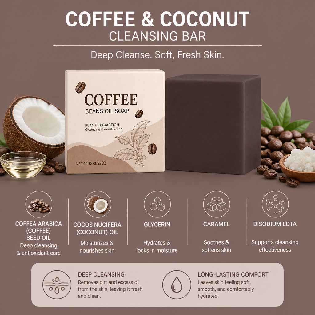 Coffee & Coconut Cleansing Bar – Deep Cleanse & Soft, Fresh Skin