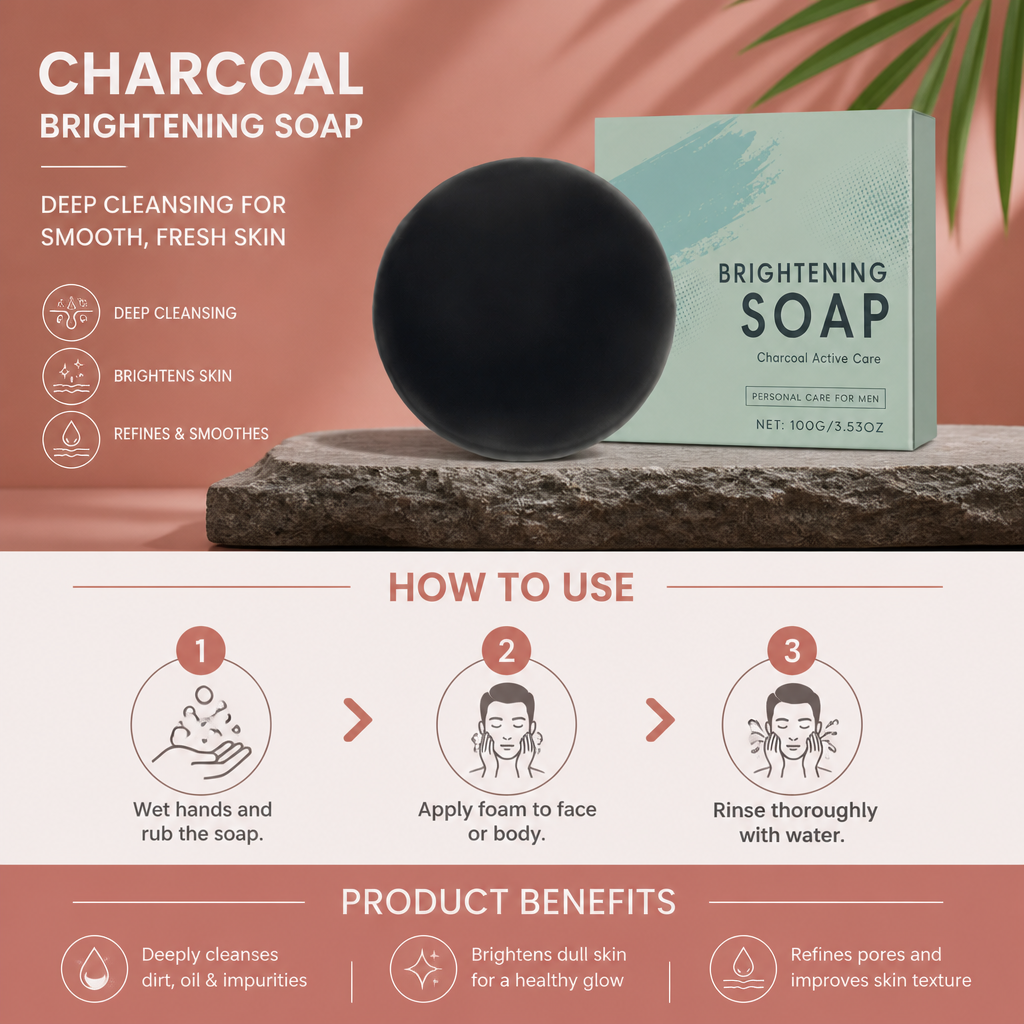 Charcoal Brightening Soap – Deep Cleansing Bar for Smooth, Fresh Skin