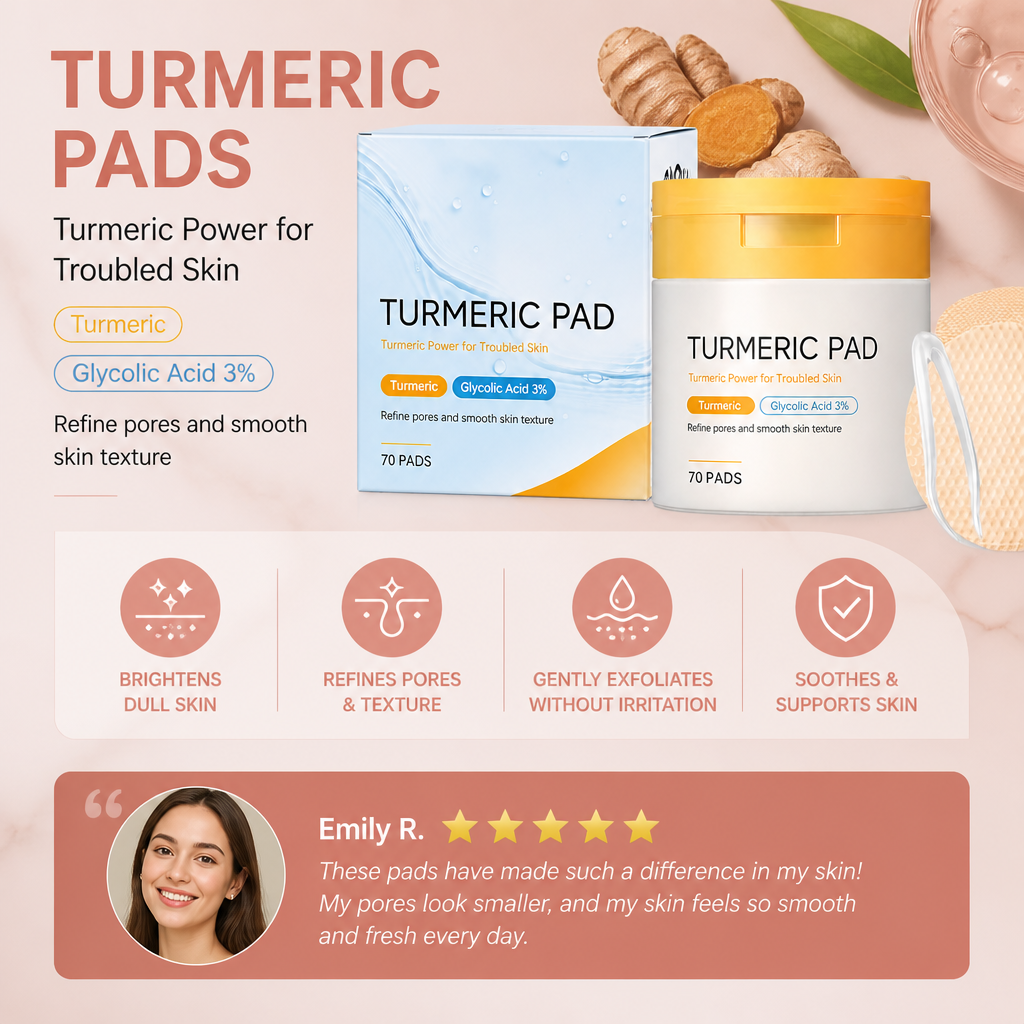 Turmeric & Glycolic Acid Facial Pads – Gently Exfoliate for Radiant Skin
